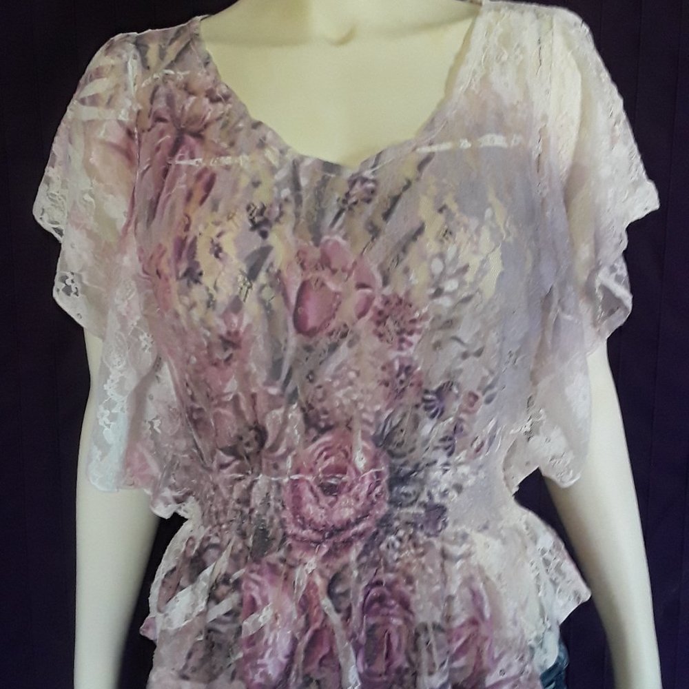Sheer floral blouse